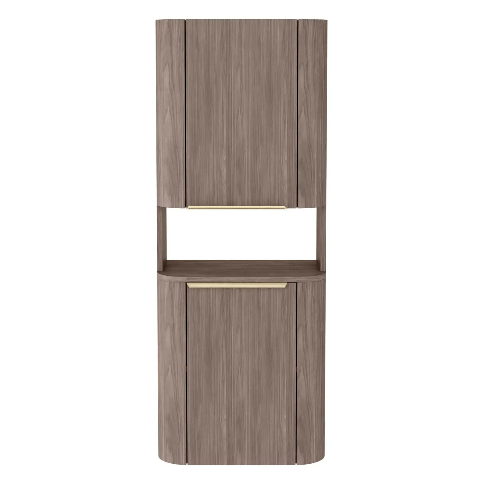 Závěsná vysoká koupelnová skříňka Bassa 50 cm ořech Lincoln/zlatá