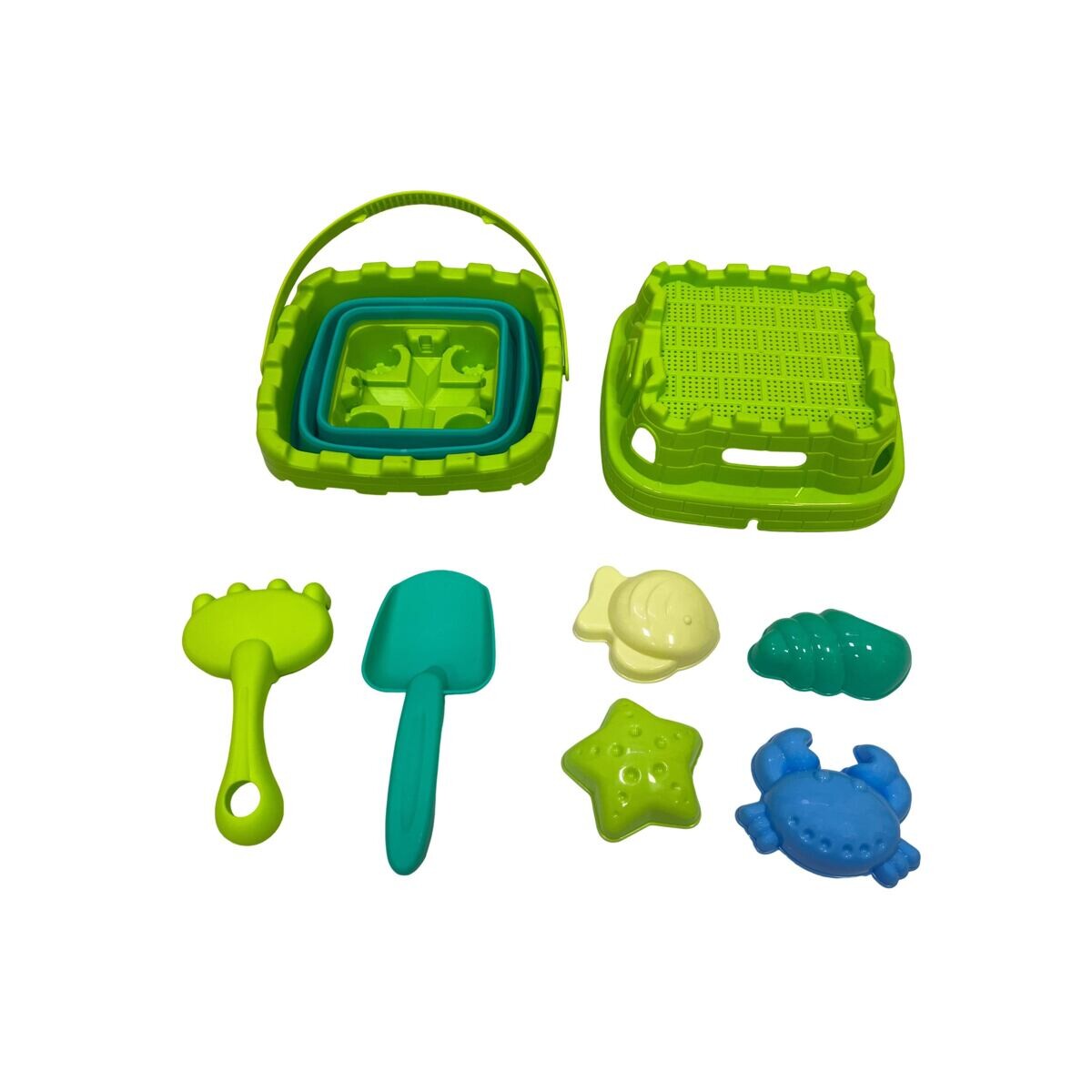 PLEJO Skladací vedierko s lopatkou a formičkami