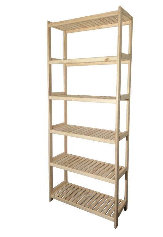 Drevený regál borovica 70x213x43 cm, 6 políc, nosnosť 25 kg