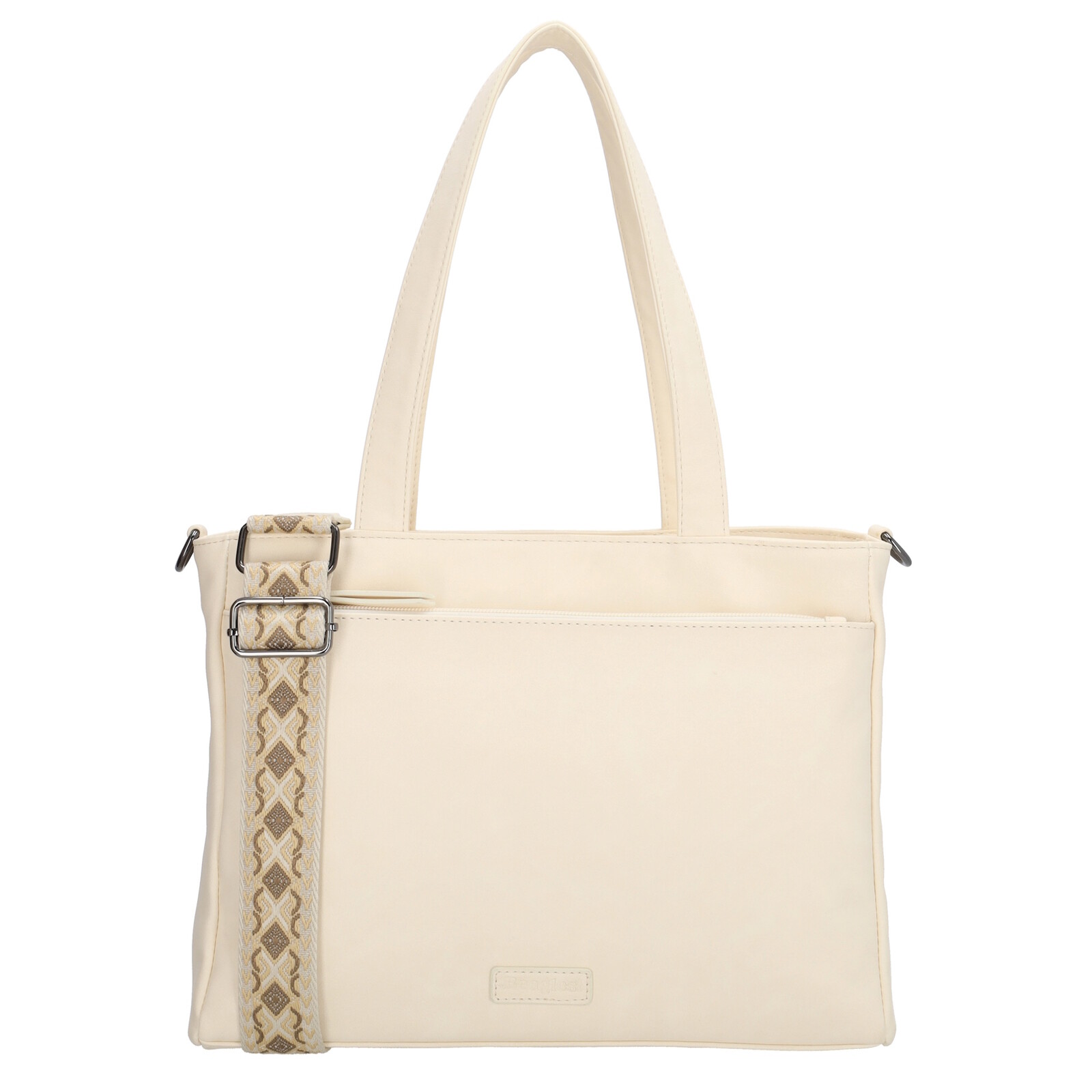 Beagles dámska taška shoperka Malaga s dekoratívnym popruhom - krémová - 7,6 L