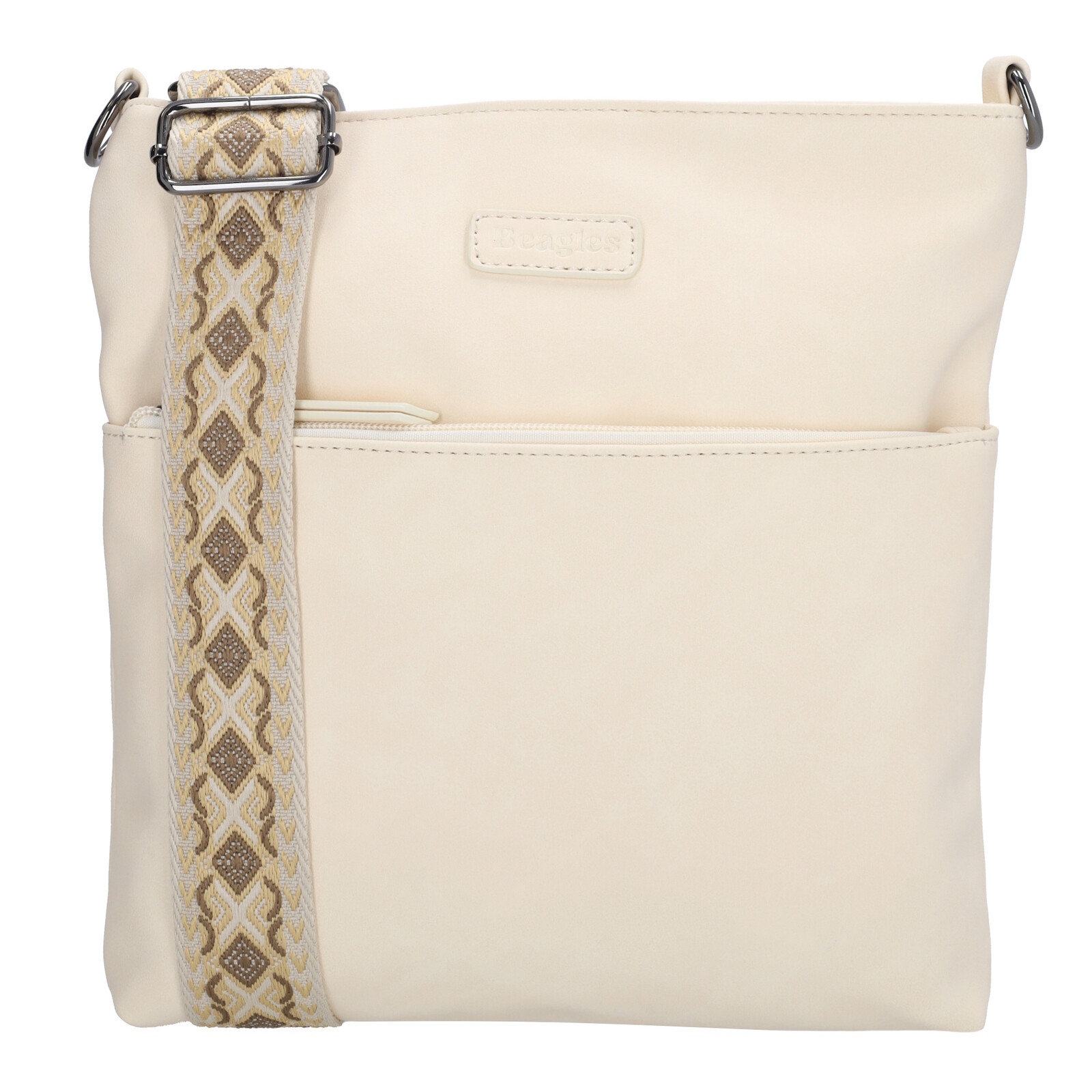 Beagles Malaga dámska crossbody taška s dekoratívnym popruhom - krémová - 26,5 cm