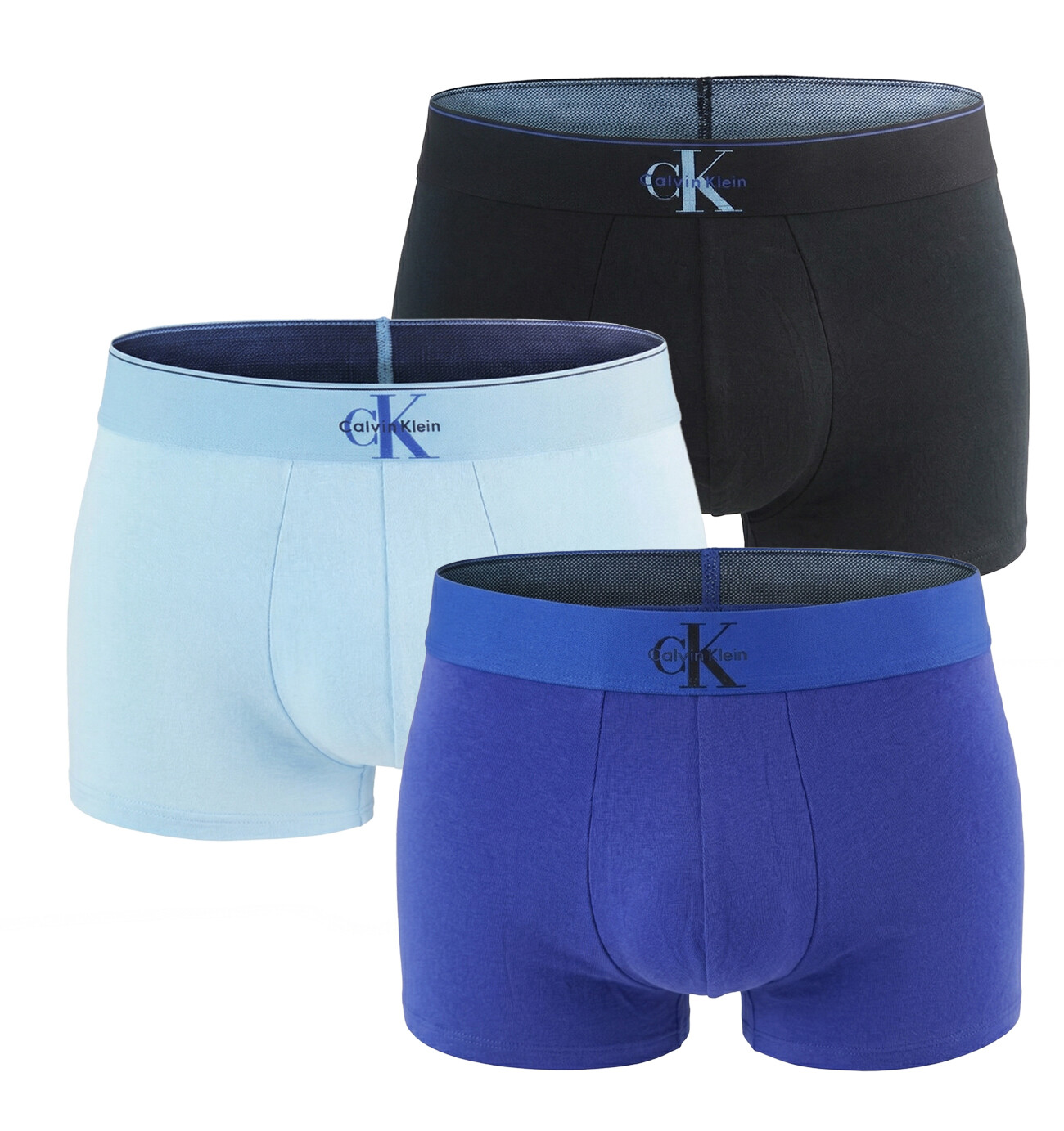 Calvin Klein - boxerky 3PACK Graphic monogram cotton stretch black & blue tones