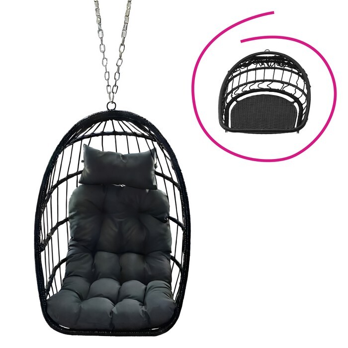 KONDELA Nobelo závesné skladacie kreslo čierna / sivá