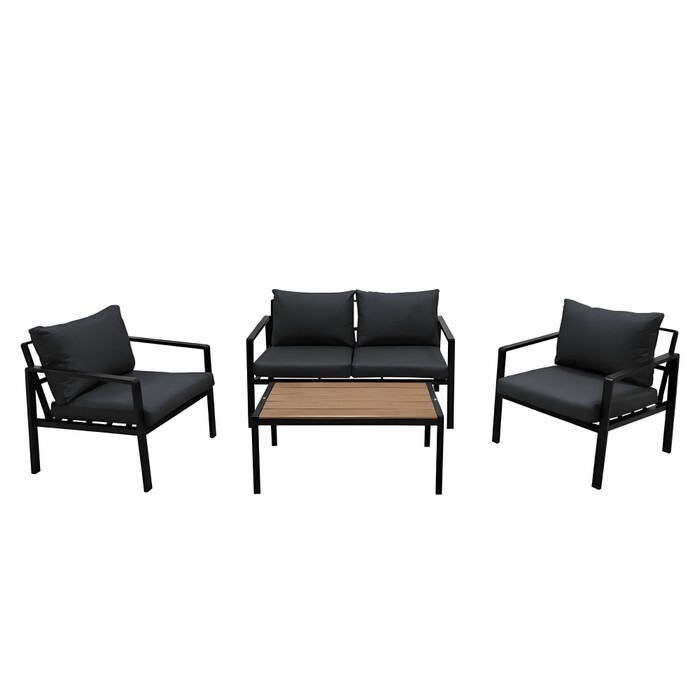 KONDELA Borik záhradný set čierna / sivá