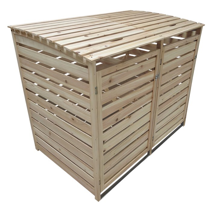 KONDELA Brudio Typ 1 drevený box na dva odpadkové koše prírodná