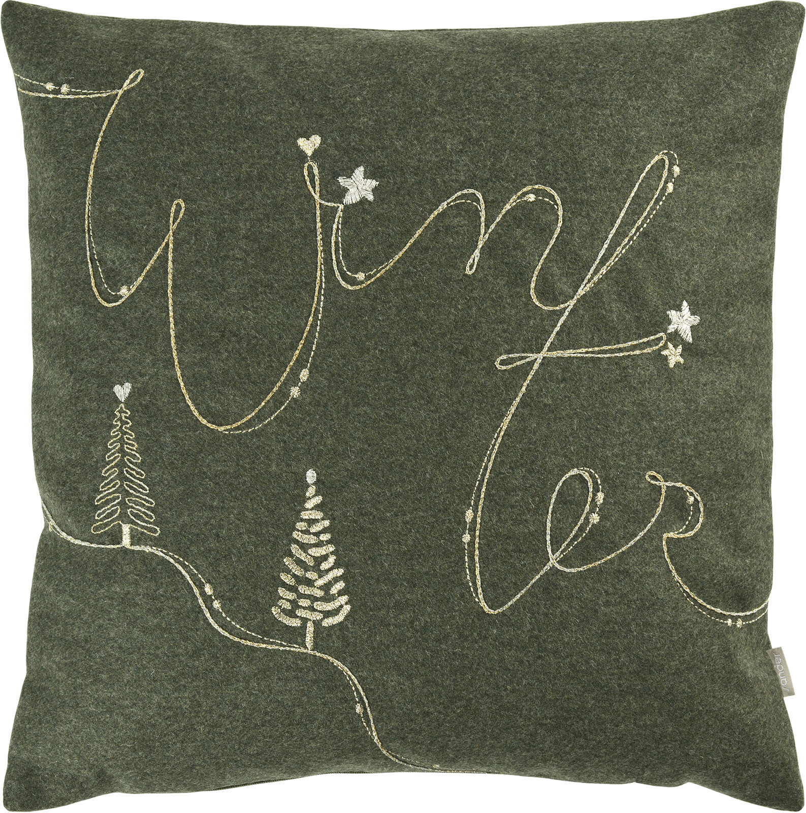 Sander Vlnená obliečka na vankúš It's Winter 40 x 40 cm, dark green 827486-02