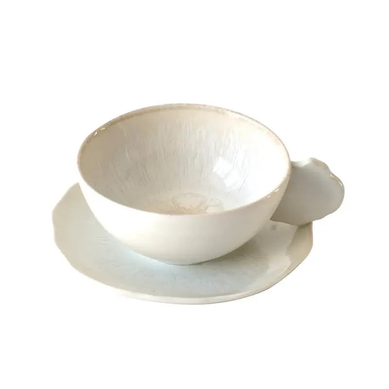 Jars Šálka ​​s tanierikom M Plume, 200 ml / Ø 11 cm, mliečne biela Perle JA961374