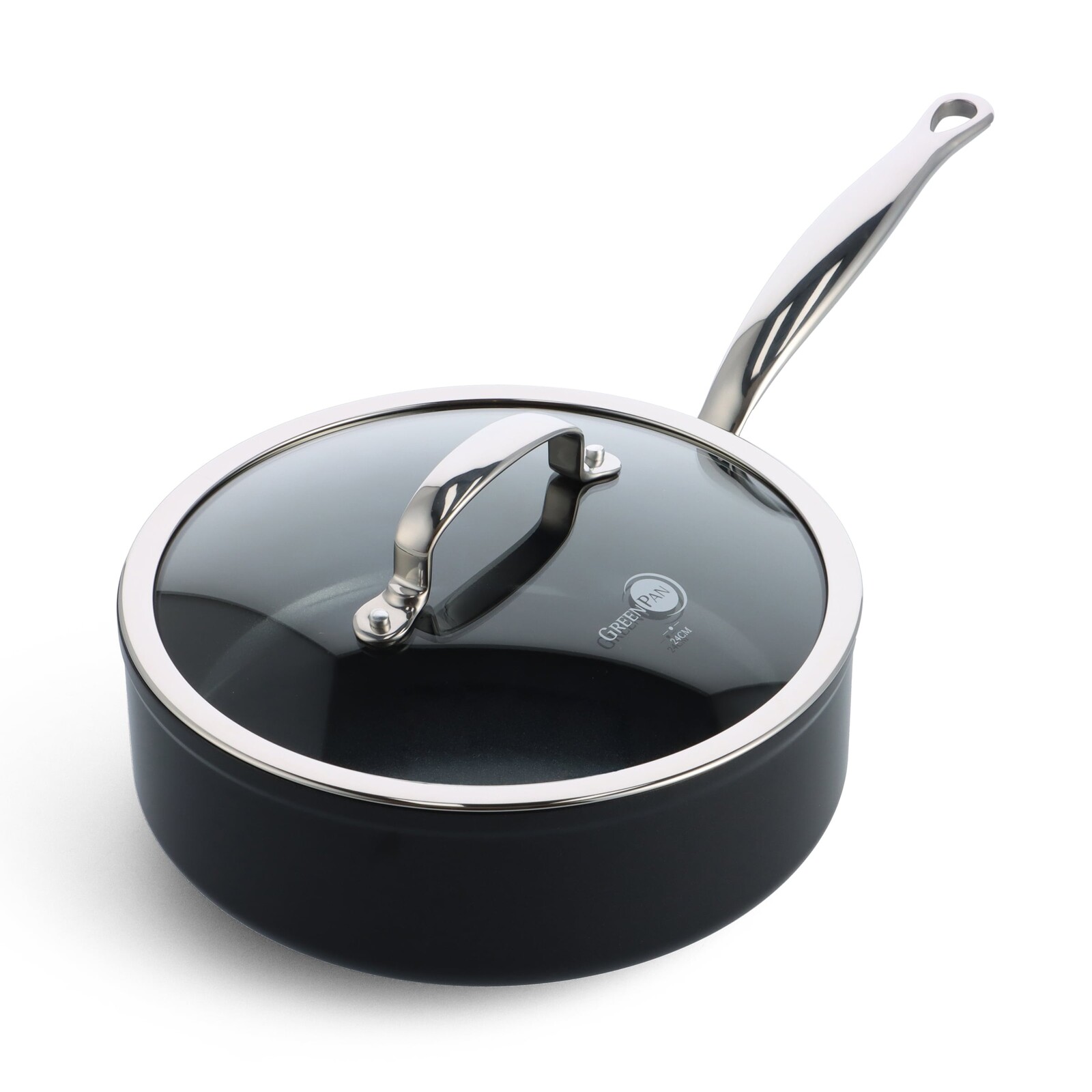 GreenPan Nepriľnavá keramická soté panvica so sklenenou pokrievkou Barcelona Pro, Ø 24 cm / 3,4 l, čierna CC005327-001