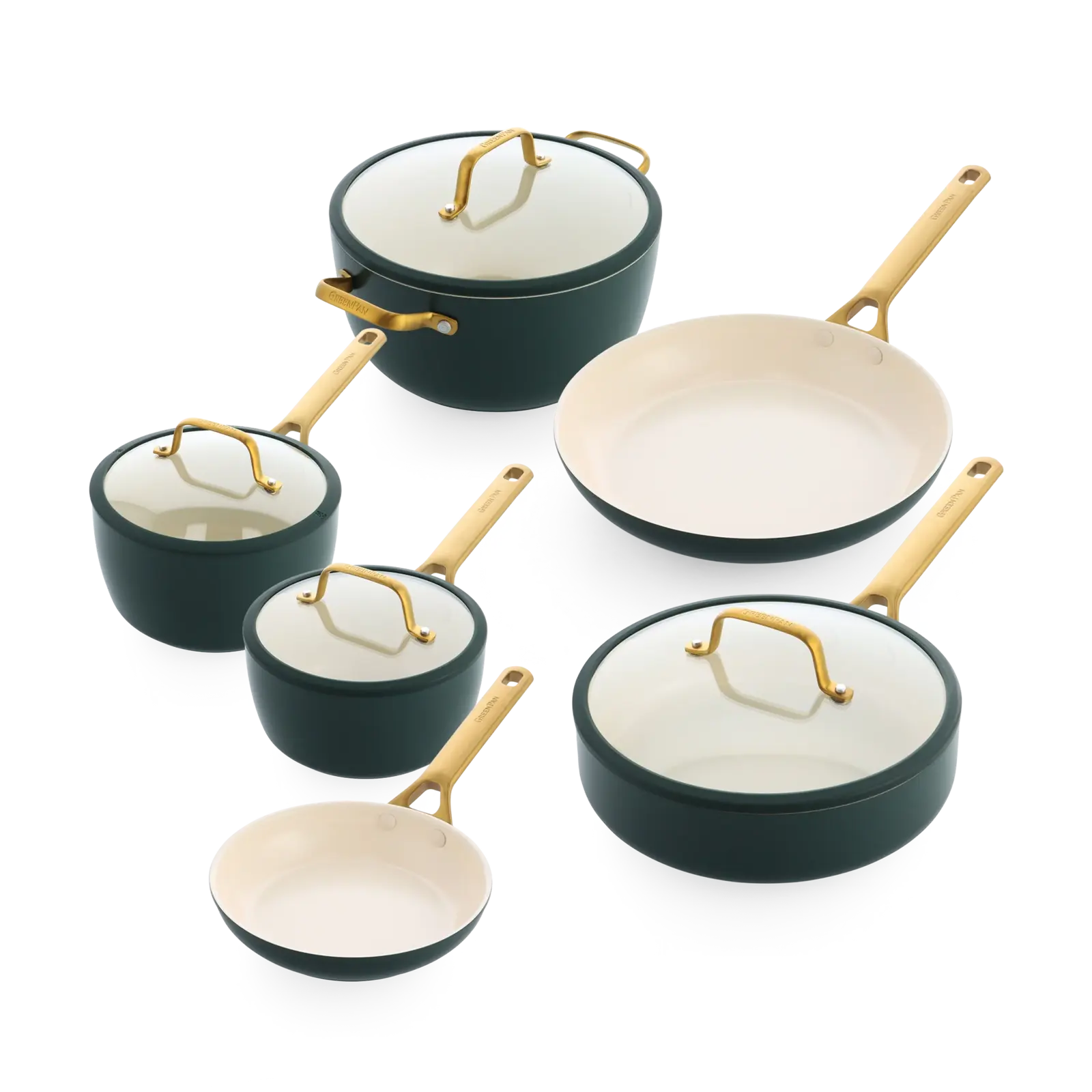 GreenPan Sada riadu s nepriľnavým keramickým povrchom, Padova Reserve, 10 ks, tmavo zelená CC008816-001