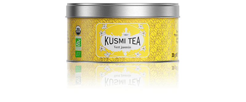 Kusmi Tea Sypaný zelený čaj Green Jasmine Bio, kovová dóza 20 g 21615A1030