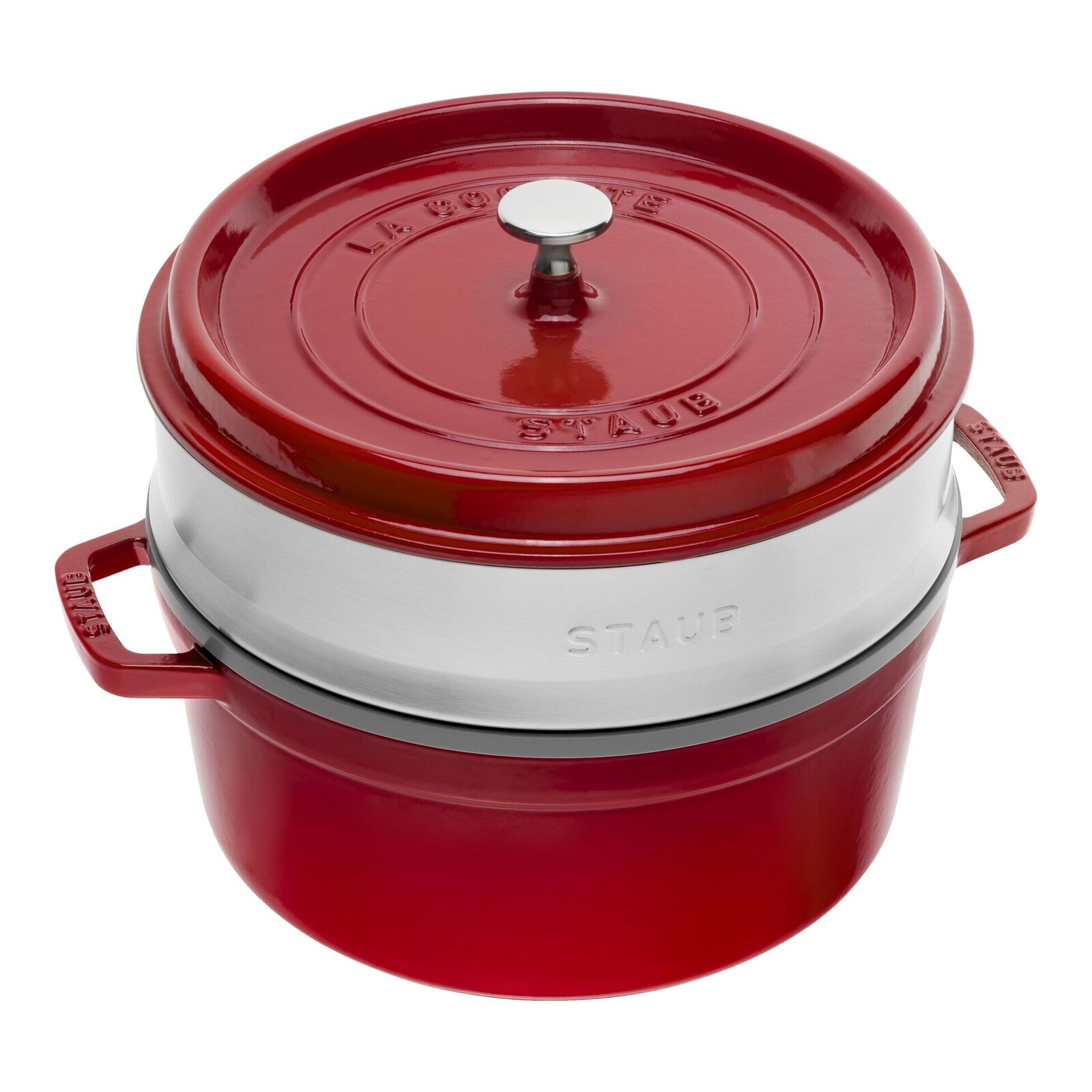 Staub Liatinový hrniec s pokrievkou as naparovacou vložkou Cocotte, Ø 24 cm / 3,8 l, cherry 1010576