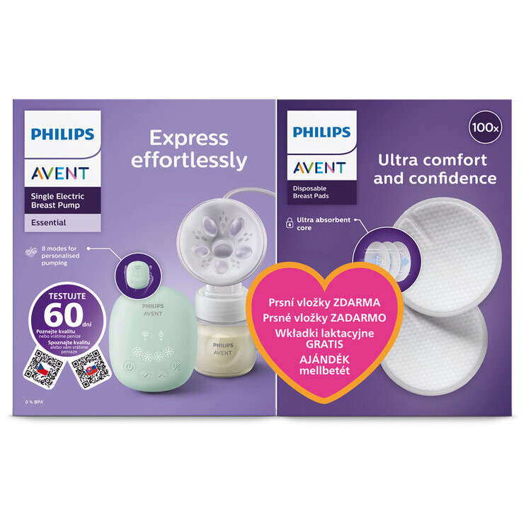Philips AVENT Odsávačka materského mlieka elektrická Essential SCF323/11+Darček