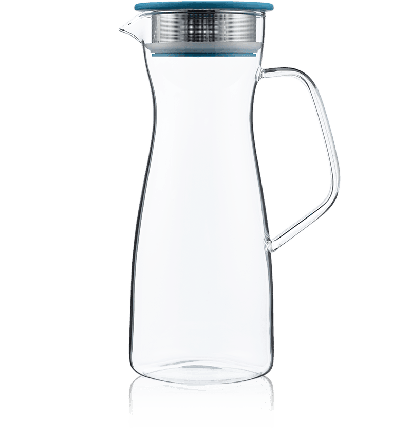 Kusmi Tea Sklenená karafa so sitkom na ľadový čaj, 1,1 l, tyrkysový uzáver 5000000593