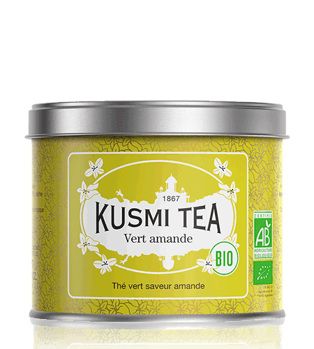 Kusmi Tea Sypaný zelený čaj Green Almonnd Bio, kovová dóza 100 g 21056A1070