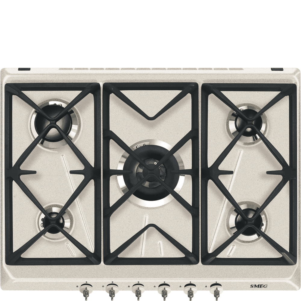 Smeg Plynová varná doska Coloniale s 5 varnými zónami, 70/75 cm, SRV876, svetlo krémová SRV876AVOGH2