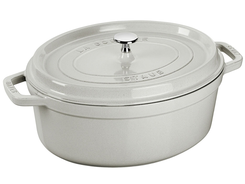 Staub Oválny liatinový hrniec s pokrievkou Cocotte, biela hľuzovka, 33 cm / 6,7 l 11033107