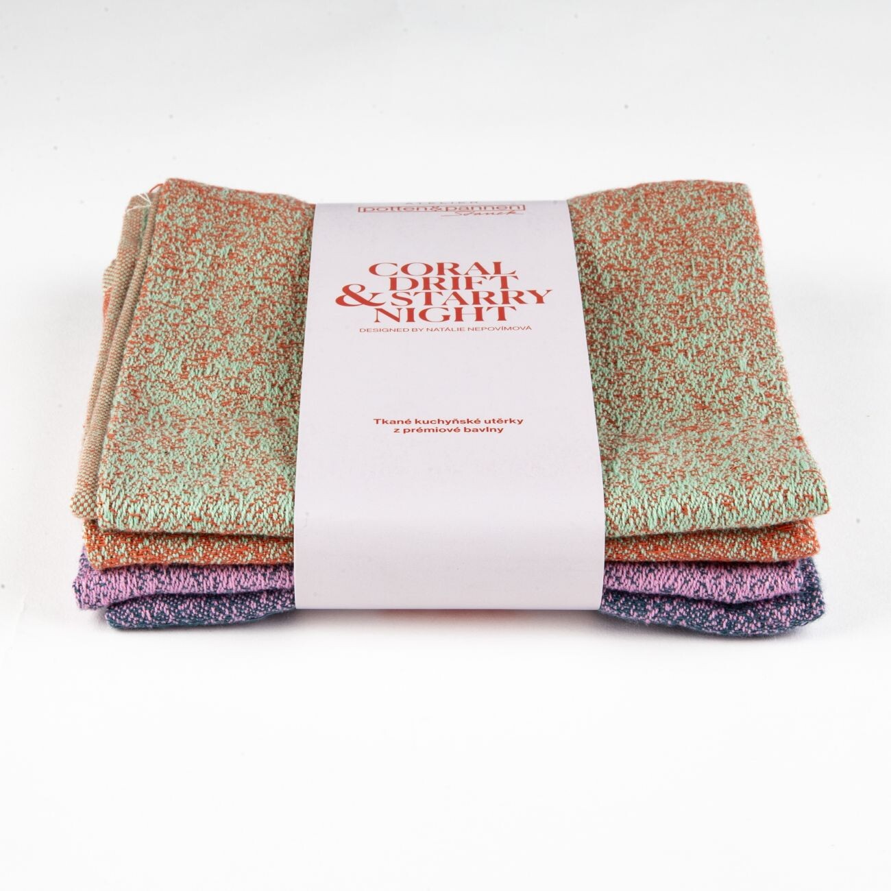 Potten & Pannen - Staněk Sada 2 utierok v dizajne Natálie Nepovímovej, Coral drift & Starry Night H-C&SN