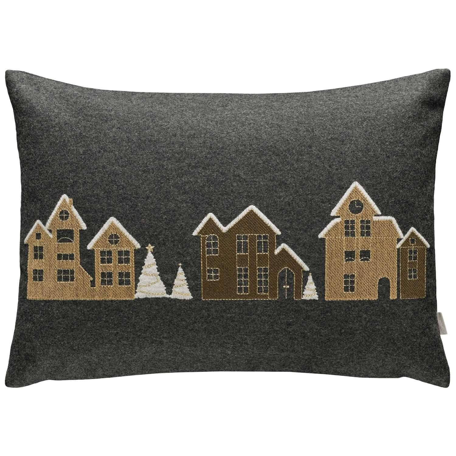 Sander Vlnená obliečka na vankúš Village, 34 × 50 cm, graphite 828885-34