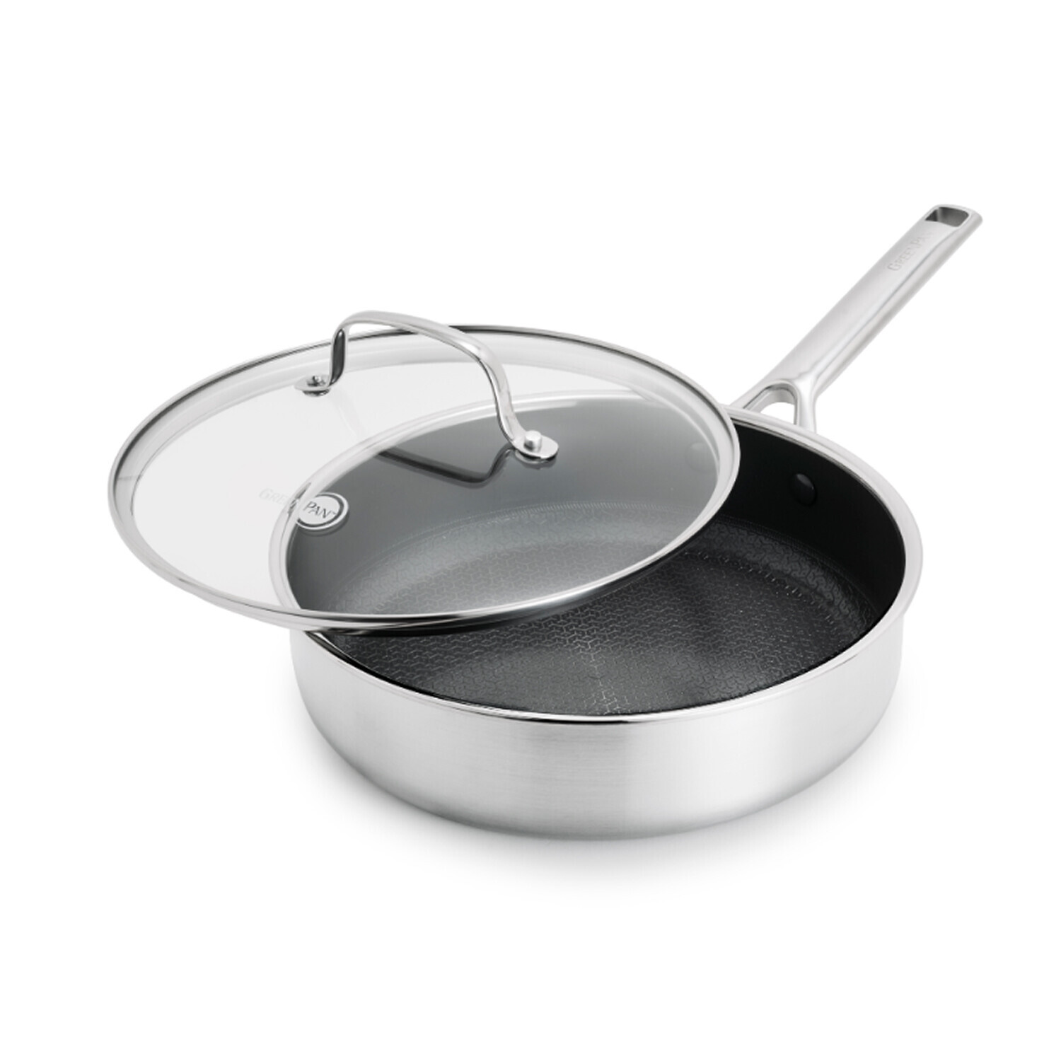 GreenPan Nerezová hlboká panvica s hybridným keramickým nepriľnavým povrchom Thermobond, kolekcia Apex, 24 cm CC010198-001