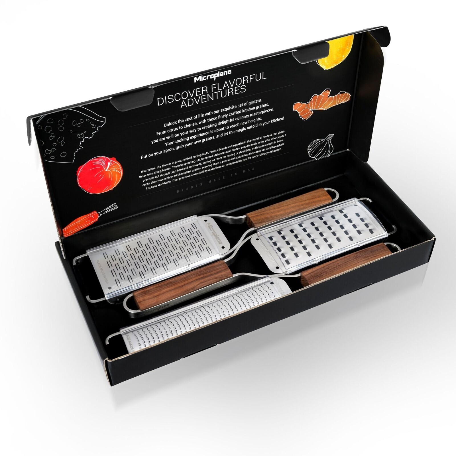 Microplane Sada 3 strúhadiel Master s drevenou rukoväťou (jemné, hrubé a strúhadlo na širšie prúžky) 36159