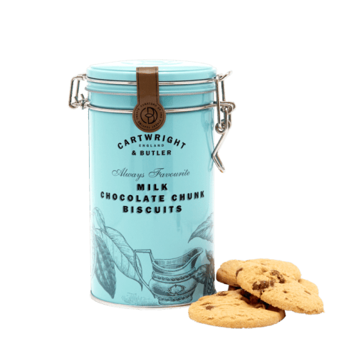 Cartwright & Butler Maslové sušienky s kúskami mliečnej čokolády, kovová dóza, 200 g 4465