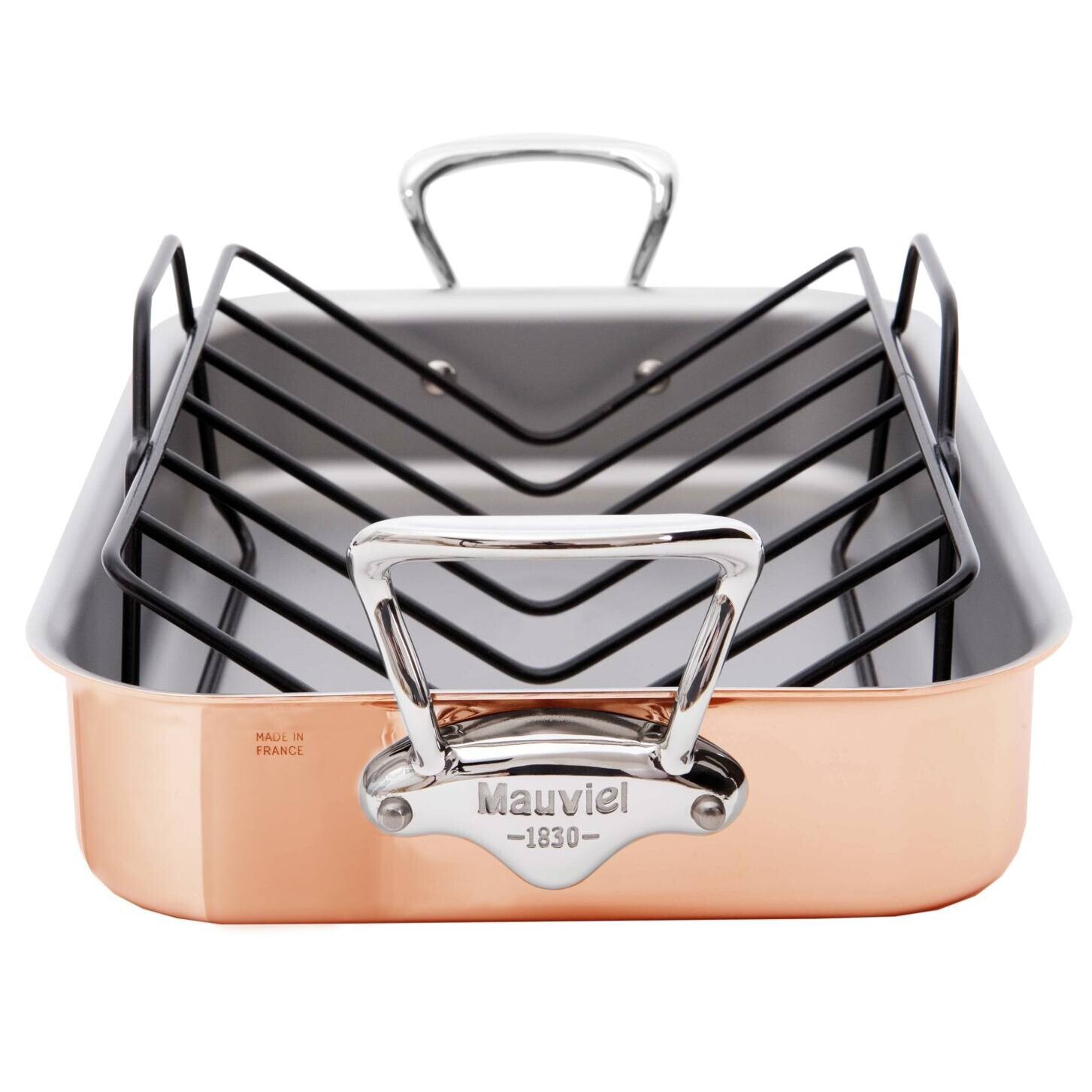 Mauviel Medený pekáč s nerezovými uchami a roštom, M’héritage 150 S, 30 x 22 cm 611730