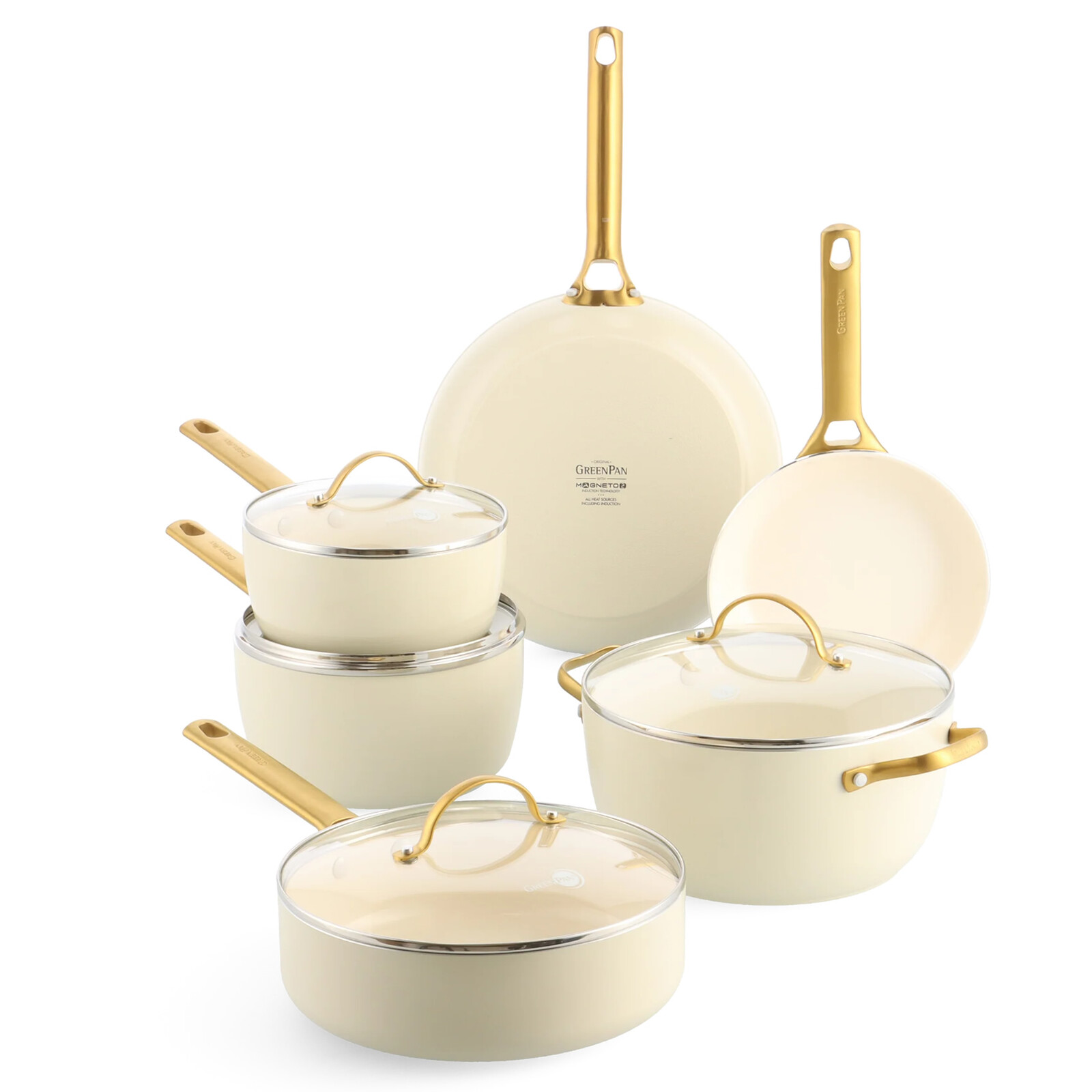 GreenPan Sada riadu s nepriľnavým keramickým povrchom, Padova Reserve, 10 ks, svetlo krémová CC008495-001