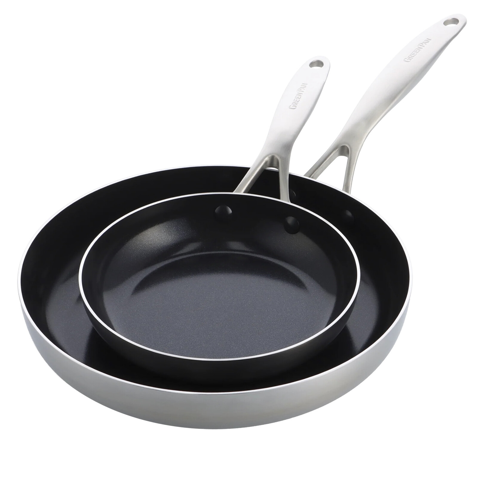 GreenPan Sada 2 nerezových panvíc s keramickým nepriľnavým povrchom, Geneva, Ø 20 a 28 cm CC004783-001