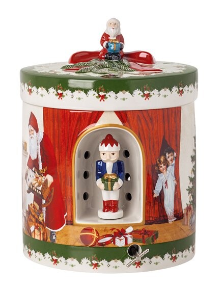 Villeroy & Boch Christmas Toys darčeková hracia skrinka / svietnik, Santa prináša darčeky, Ø 16 cm 14-8327-6692