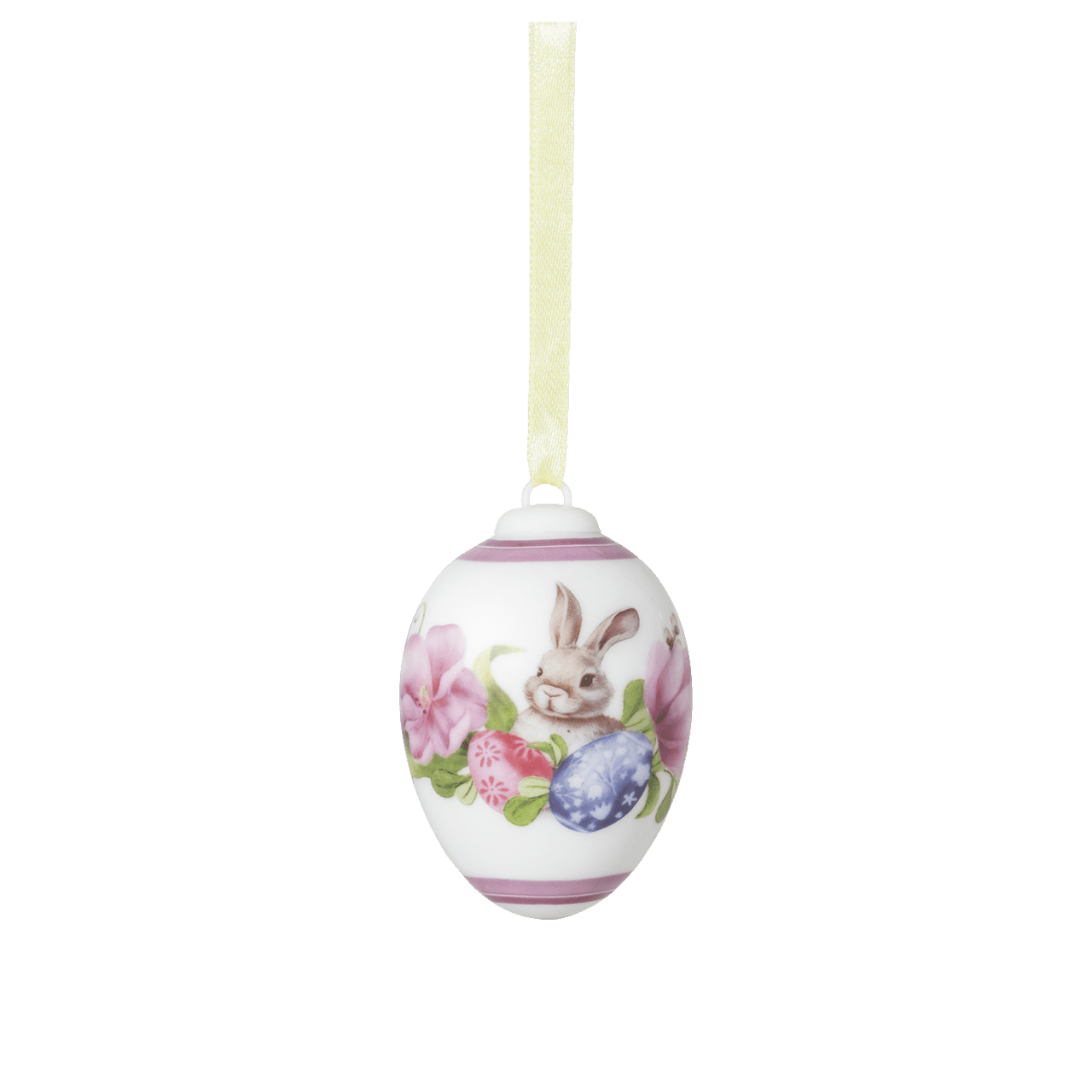 Rosenthal Veľkonočná porcelánová závesná dekorácia vajíčko „Zajačik s tulipánmi“, Ø 4,5 cm 02254-723946-27957