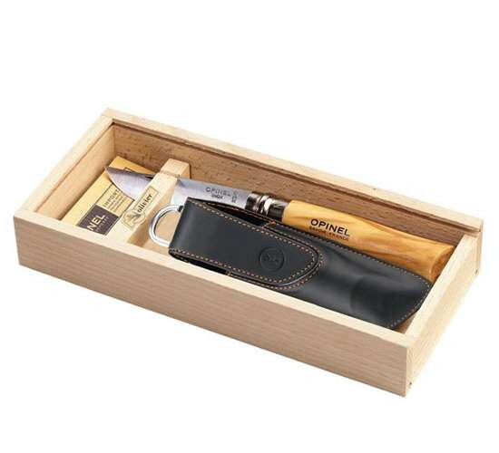 Opinel VR N ° 08 Inox Olive, darčekové balenie s puzdrom 001004