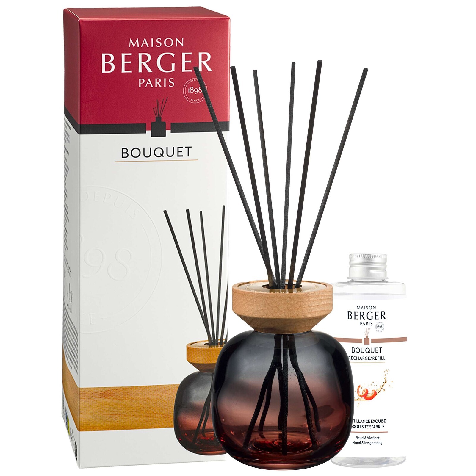 Maison Berger Paris Aróma difuzér Wood, červený + náplň Intenzívny ligot, 180 ml 7878
