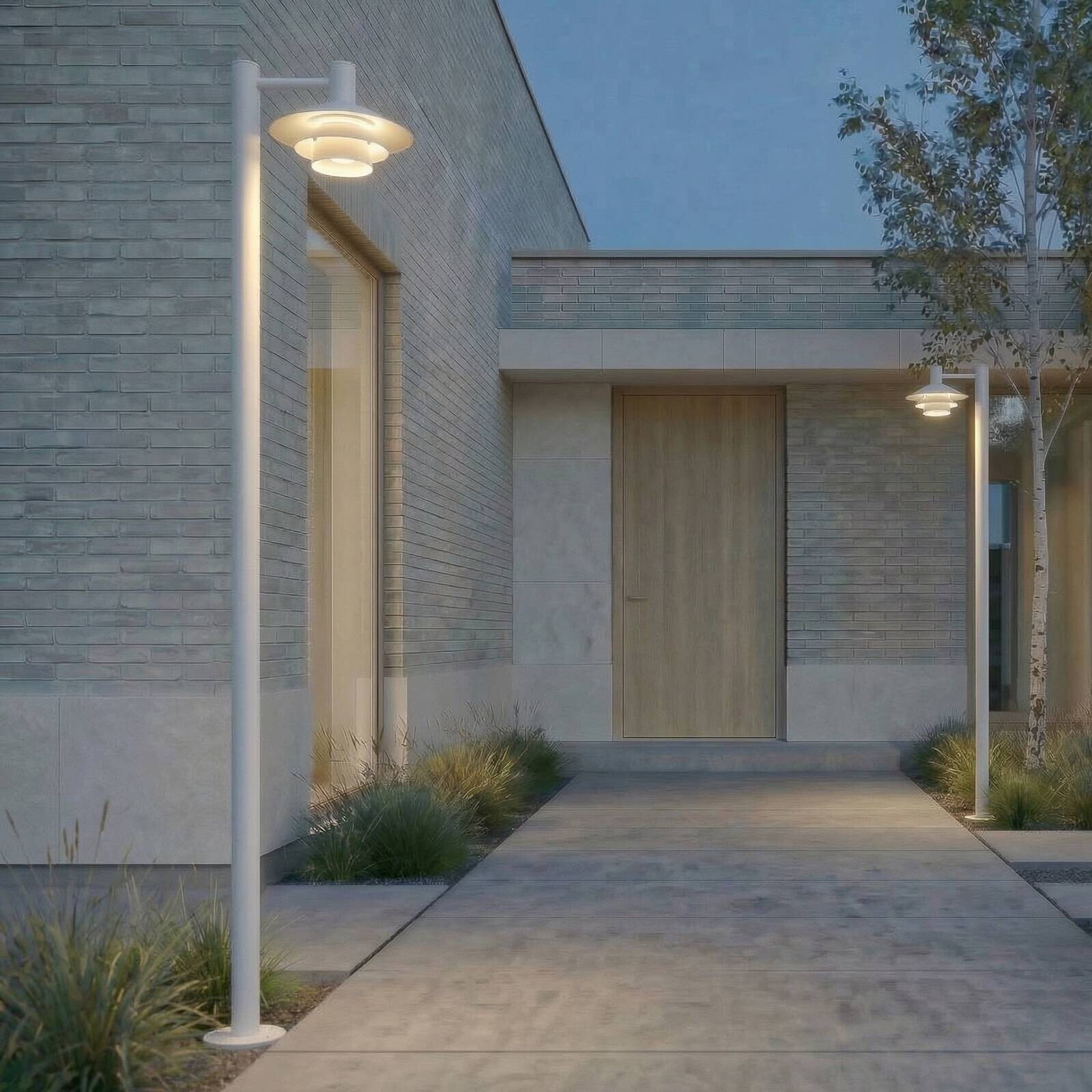 Exterierové LED svietidlo Lucande Montaro, biele, 220 cm, IP54