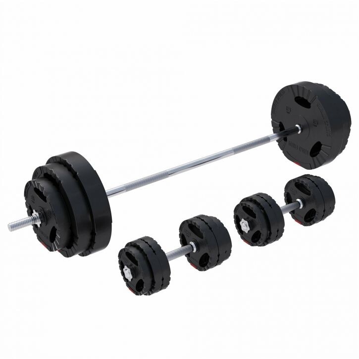 Činková sada Gorilla Sports 100 kg s plastovým povrchom
