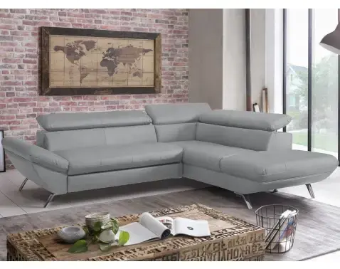 Rohová sedacia súprava Estelle, svetlo šedá látka, pravý roh%