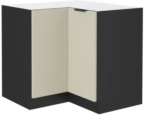 Dolná rohová kuchynská skrinka Arona, 90/90 cm, kašmírová/čierna%