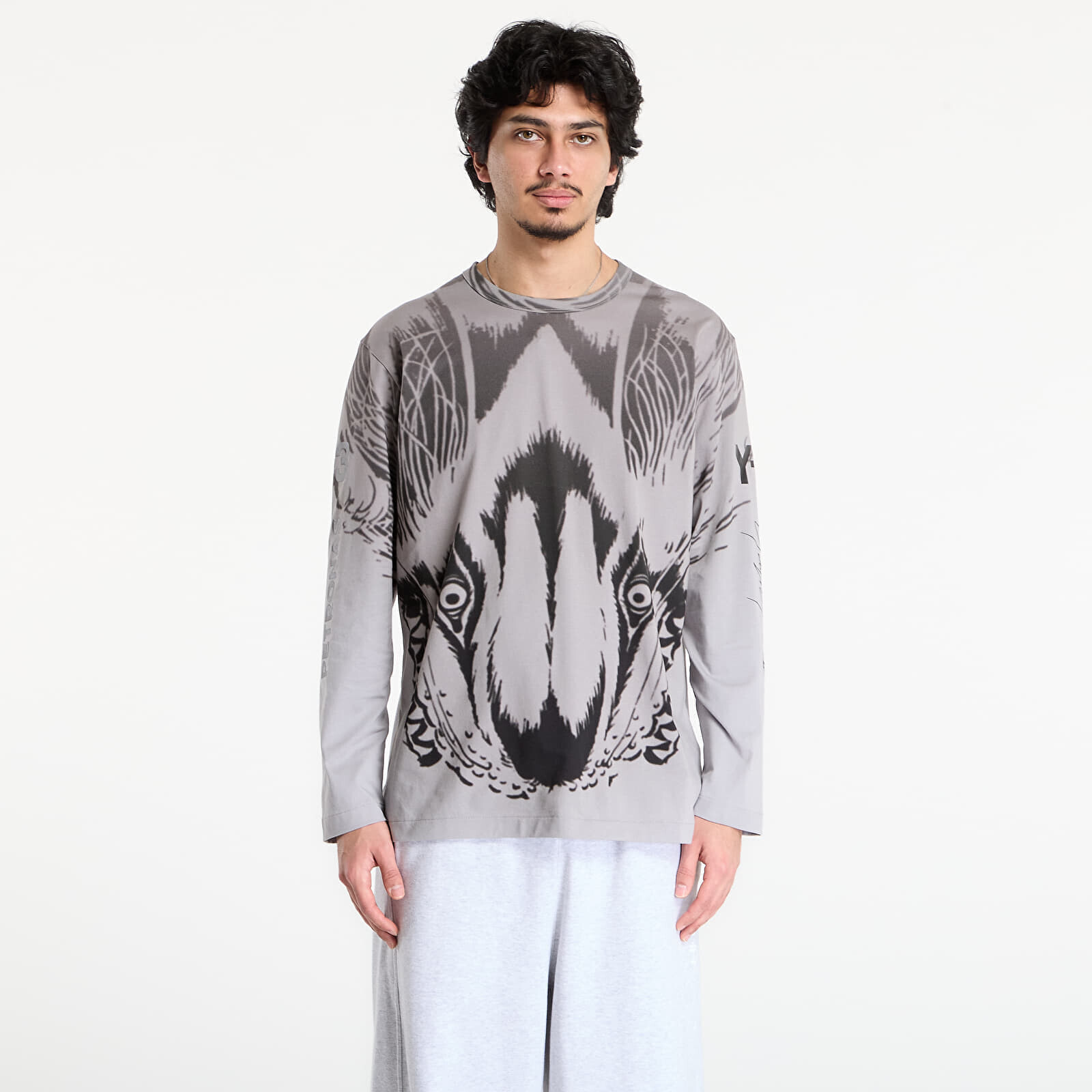 Tričko Y-3 Mercedes Wolf Graphic Long Sleeve T Shirt Black S
