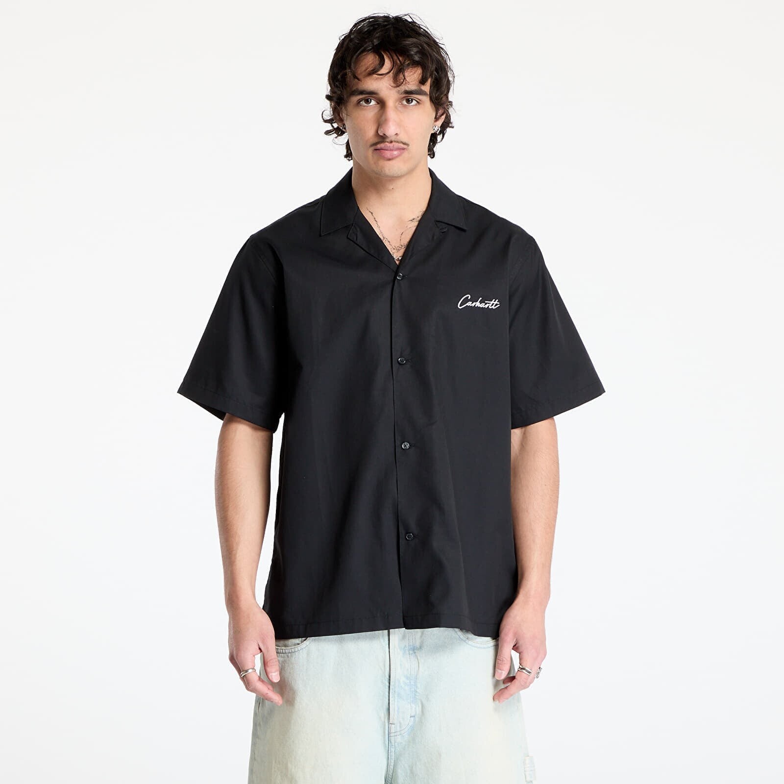 Košeľa Carhartt WIP S/S Delray Shirt UNISEX Black/ White XL