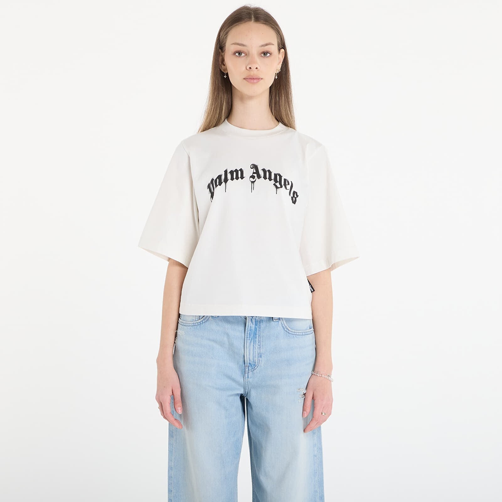 Tričko Palm Angels Curved Logo Boxy Tee Off White/ Black L