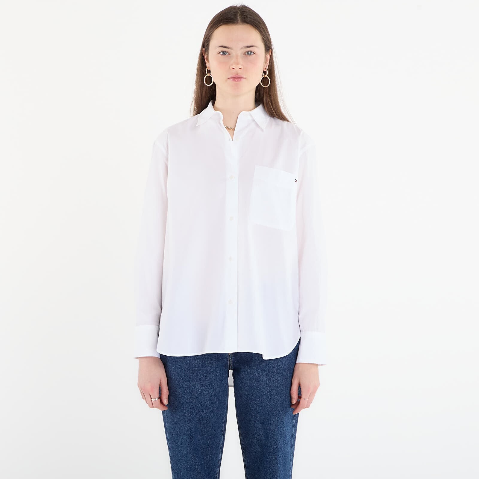 Košeľa Tommy Hilfiger Ess Poplin Easy Fit Shirt Optic White L