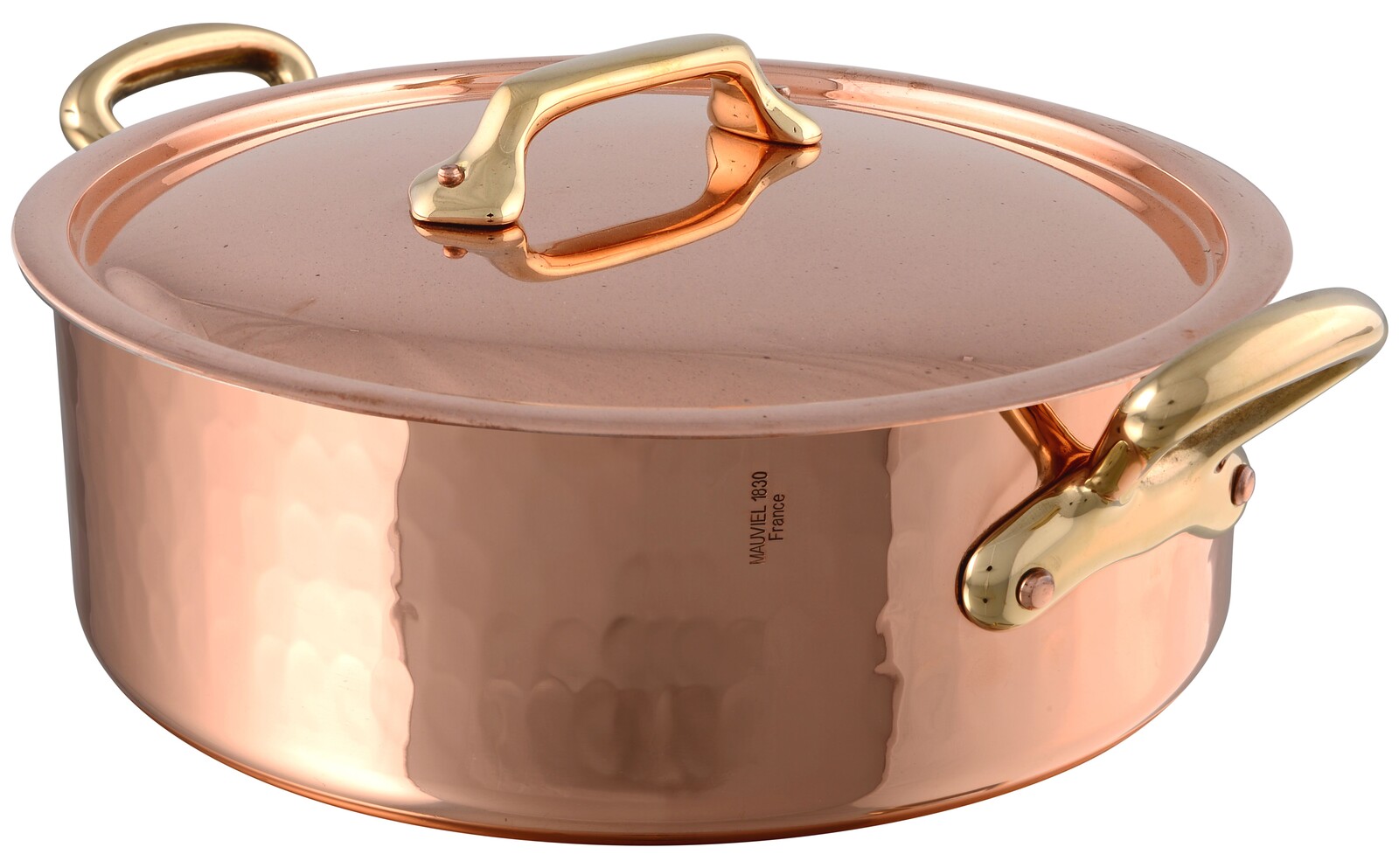 Mauviel Nízky medený kastról s bronzovými uchami a pokrievkou M’Tradition, Ø 36 cm / 12,7 l 215236