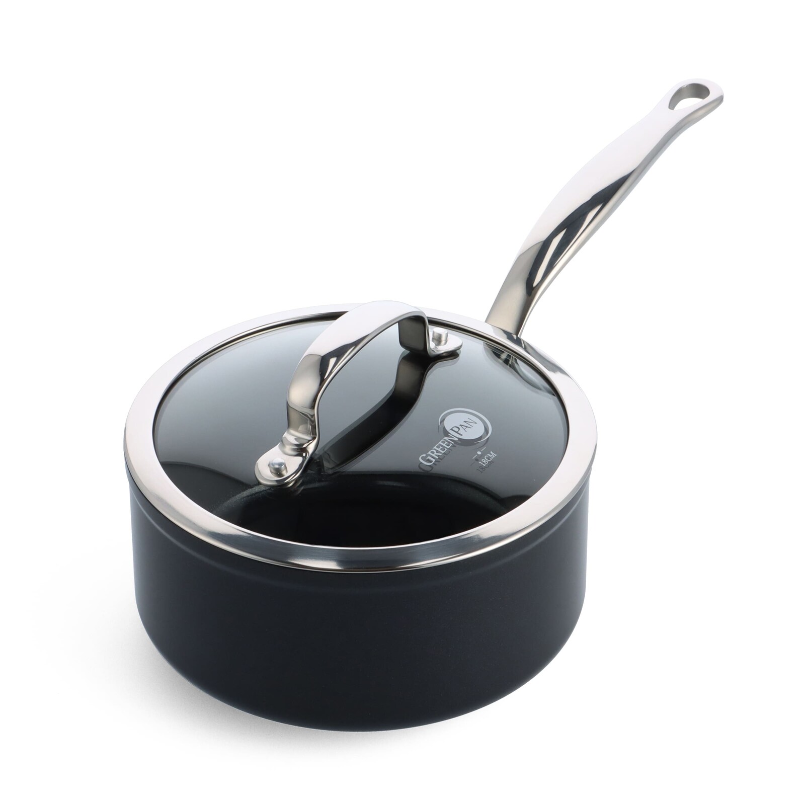 GreenPan Omáčník s nepriľnavým keramickým povrchom s pokrievkou Barcelona Pro, Ø 18 cm / 2,1 l, čierna CC005331-001