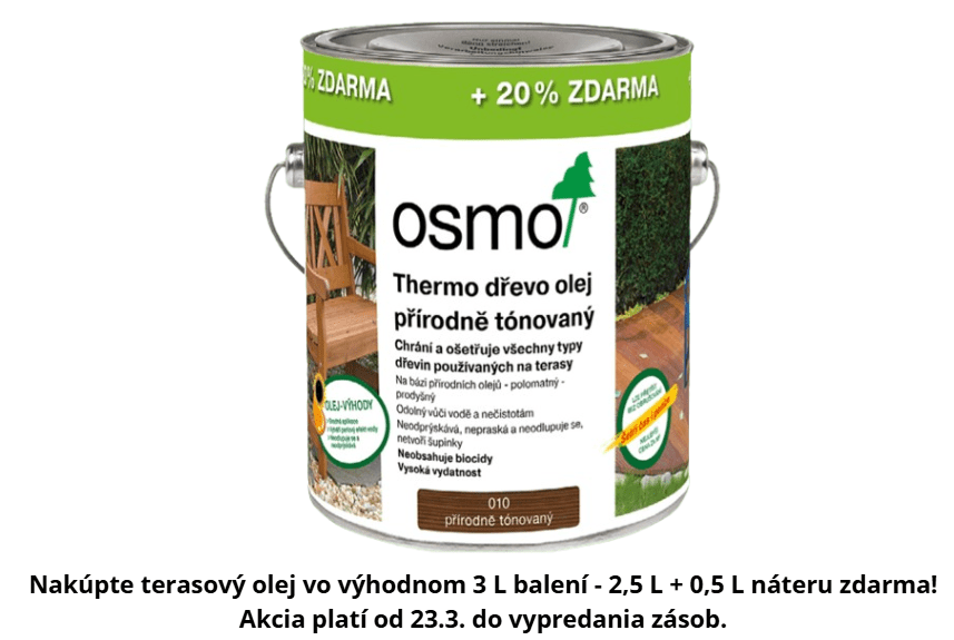 Osmo Terasový olej na THERMO DREVO - prírodný (10 - prírodný, 2,5 L + 0,5 L zdarma)