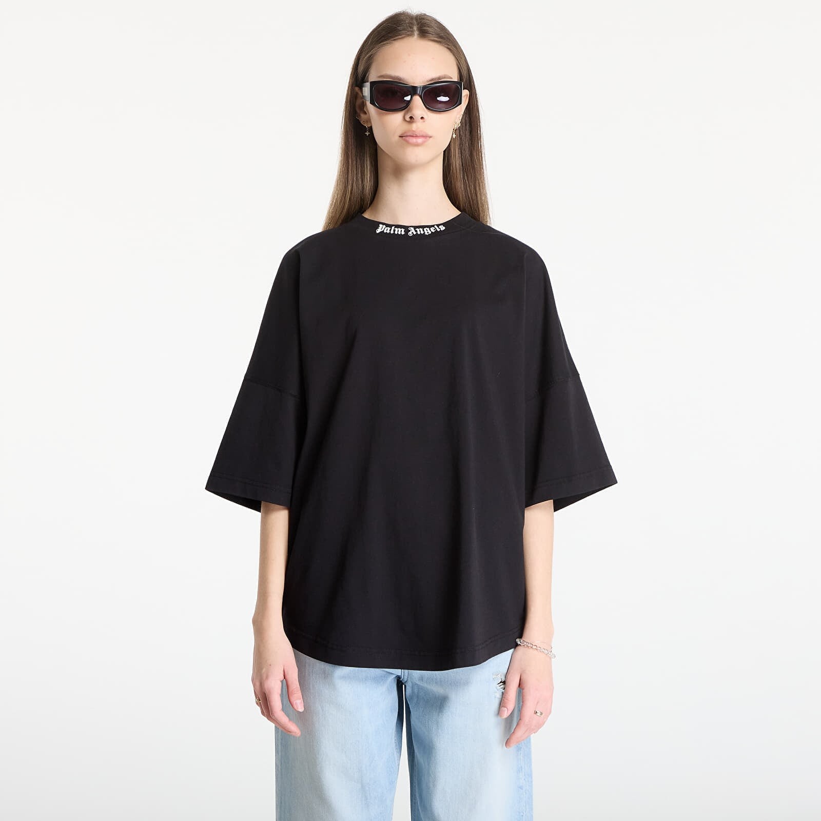 Tričko Palm Angels Classic Logo Over Tee UNISEX Black/ Off White XXL