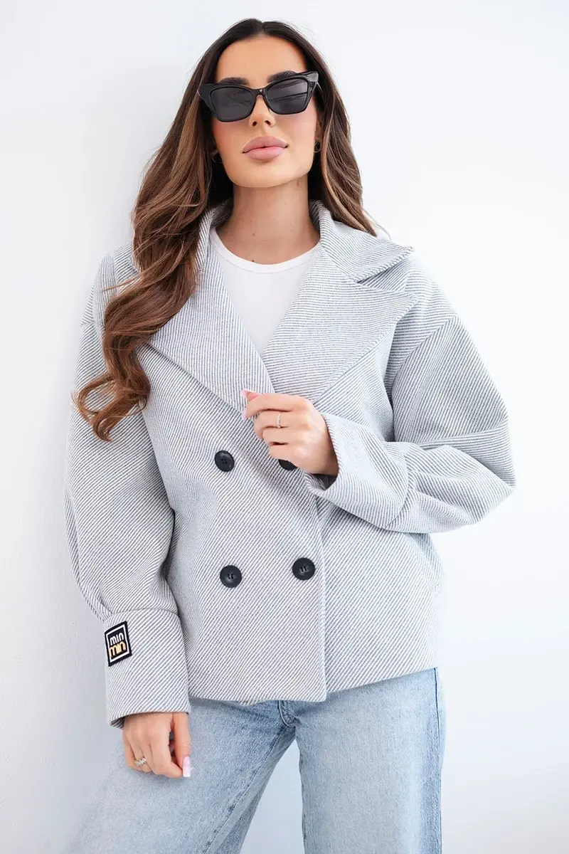 Kesi dámske krátke sako s límcom šedá melange