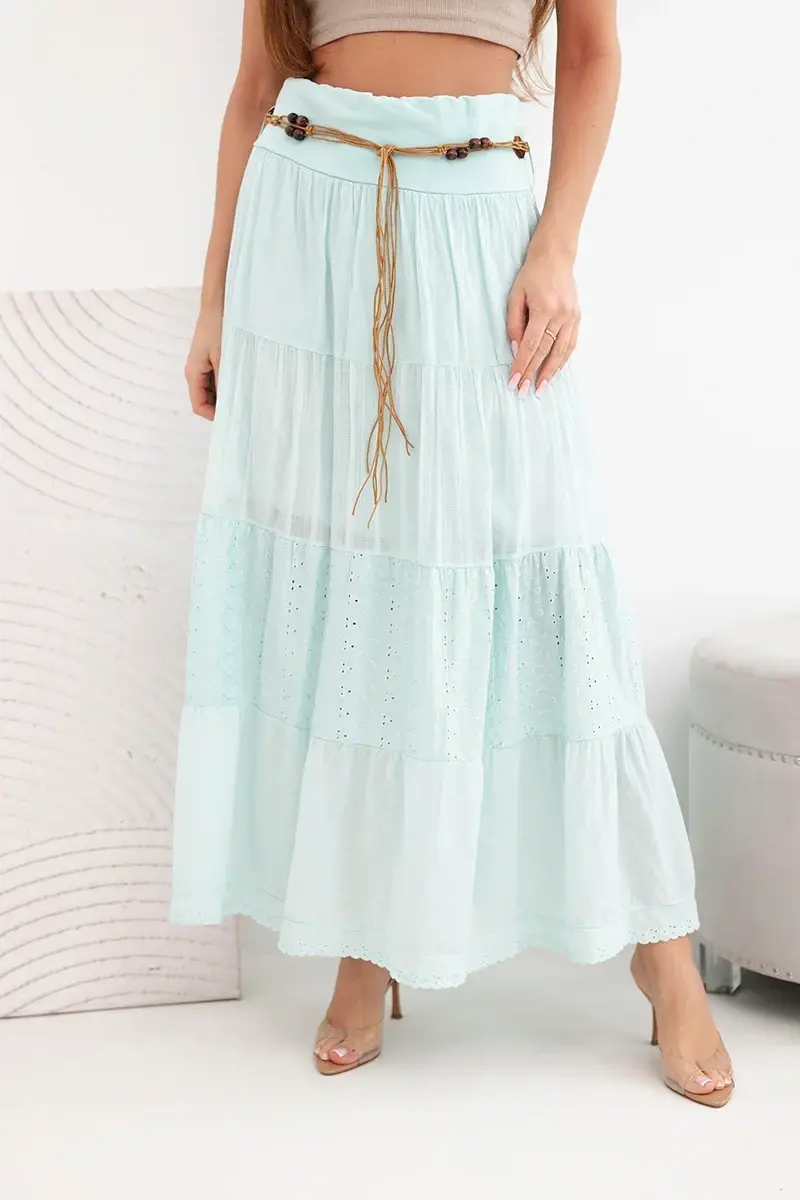 Maxi sukňa s výšivkou a pásom