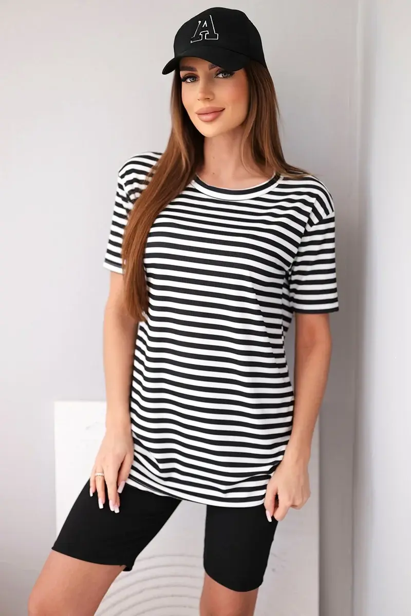 Kesi dámska súprava s prúžkami, čierna