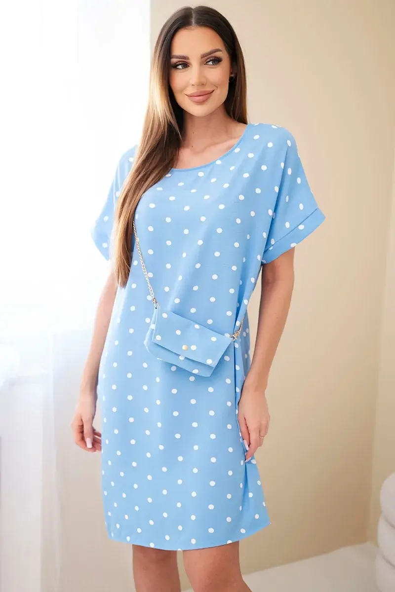 Kesi Włoski dámske bodkované šaty s kabelkou