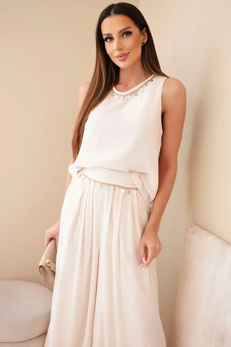 Kesi dámska viskózová súprava bez rukávov s ozdobným lemom