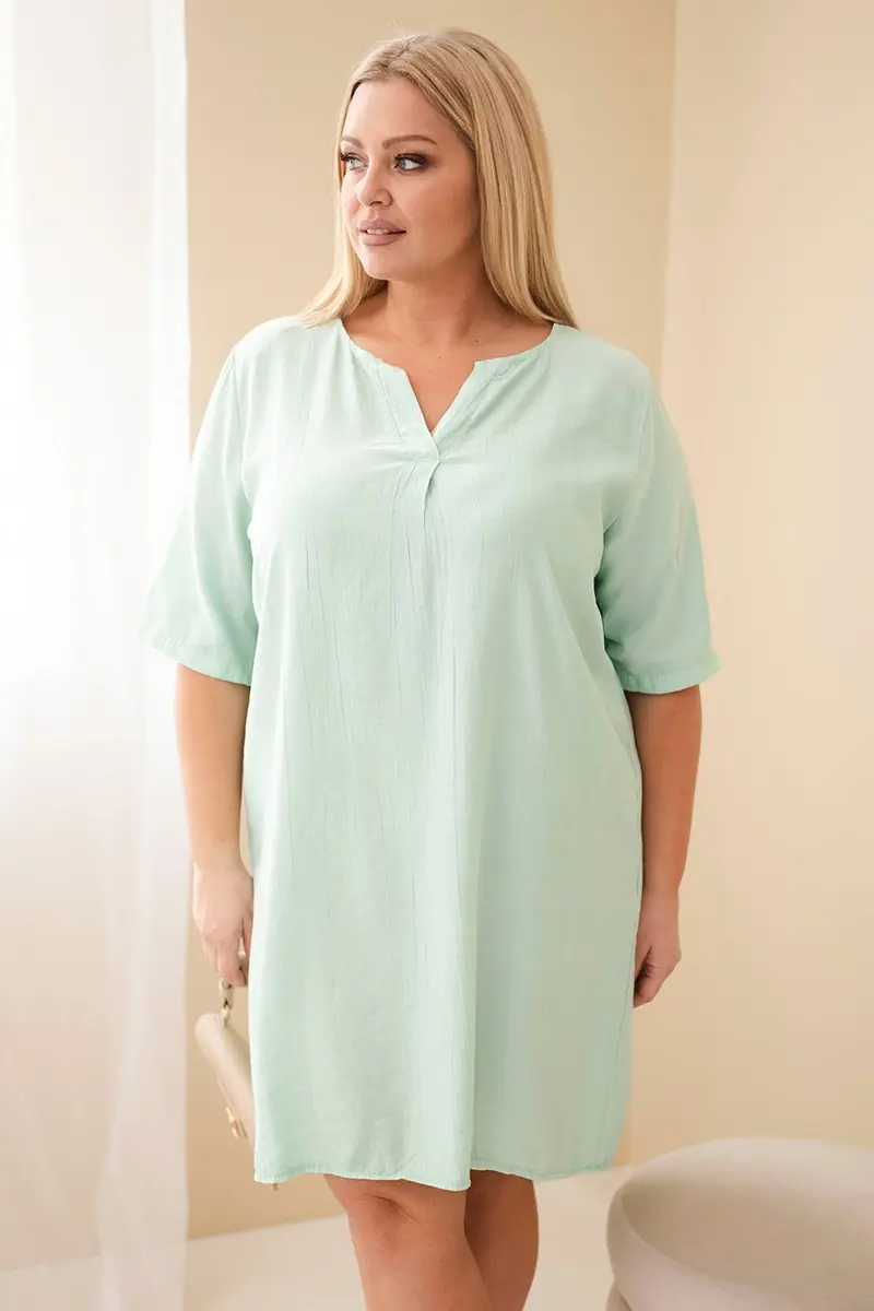 Plus size viskózové šaty Kesi s krátkym rukávom